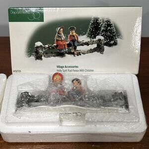 Department 56 Holly Split Rail Fence With Children Village Accessories 52723
